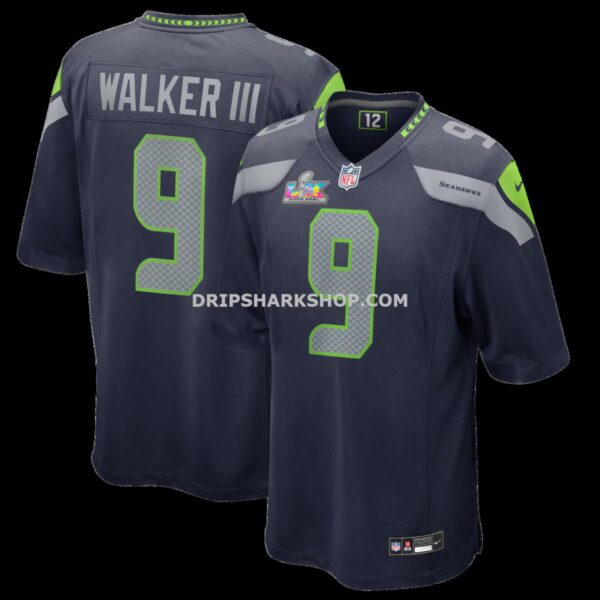 Mens Nike Kenneth Walker Iii College Navy Seattle Seahawks Super Bowl Lx Patch Game Jersey
