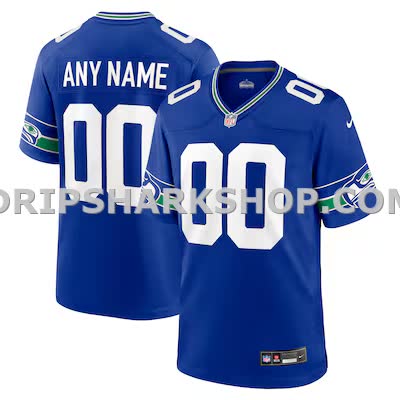 Mens Nike Royal Seattle Seahawks Throwback Custom Jersey
