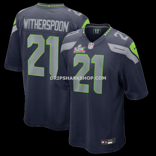 Mens Nike Devon Witherspoon College Navy Seattle Seahawks Super Bowl Lx Patch Game Jersey