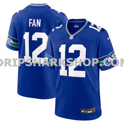 Mens Nike 12s Royal Seattle Seahawks Throwback Player Game Jersey