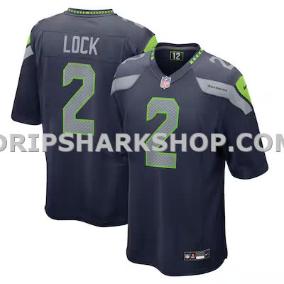 Mens Nike Drew Lock College Navy Seattle Seahawks Team Game Jersey
