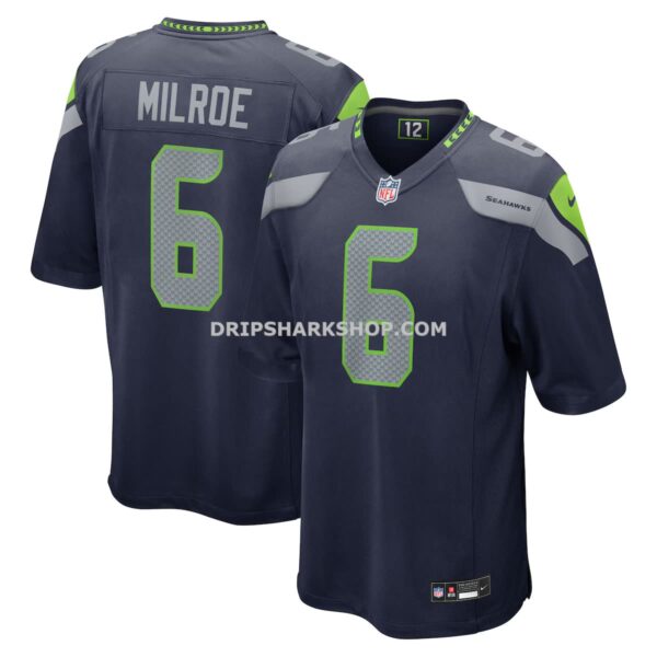 Mens Nike Jalen Milroe College Navy Seattle Seahawks 2025 Nfl Draft Game Jersey