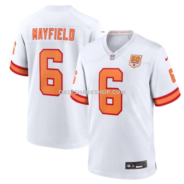 Mens Nike Baker Mayfield White 76 Tampa Bay Buccaneers 50th Season Game Jersey