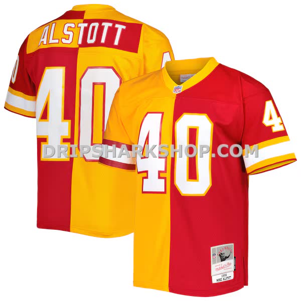Mens Mitchell And Ness Mike Alstott Orange Red Tampa Bay Buccaneers 1996 Split Legacy Replica Jersey Pi5003000