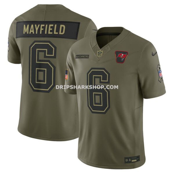 Mens Nike Baker Mayfield Olive Tampa Bay Buccaneers 2025 Salute To Service Limited Jersey