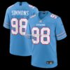 Mens Nike Jeffery Simmons Light Blue Tennessee Titans Game Jersey