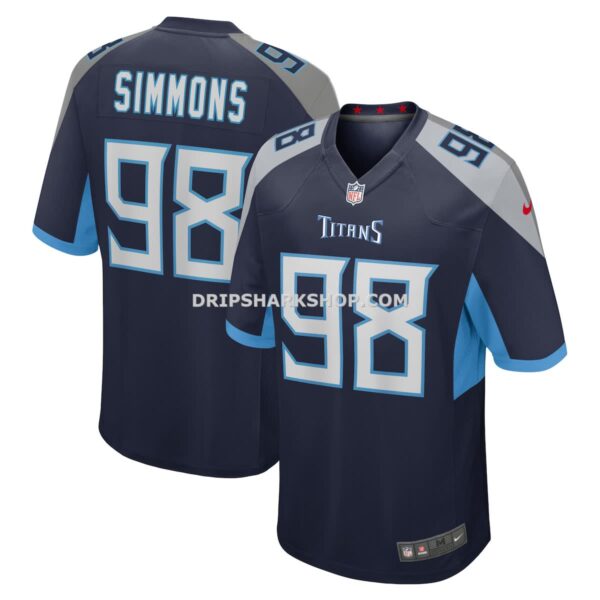 NFL315721G04-3726f0 Mens Nike Jeffery Simmons Navy Tennessee Titans Game Jersey