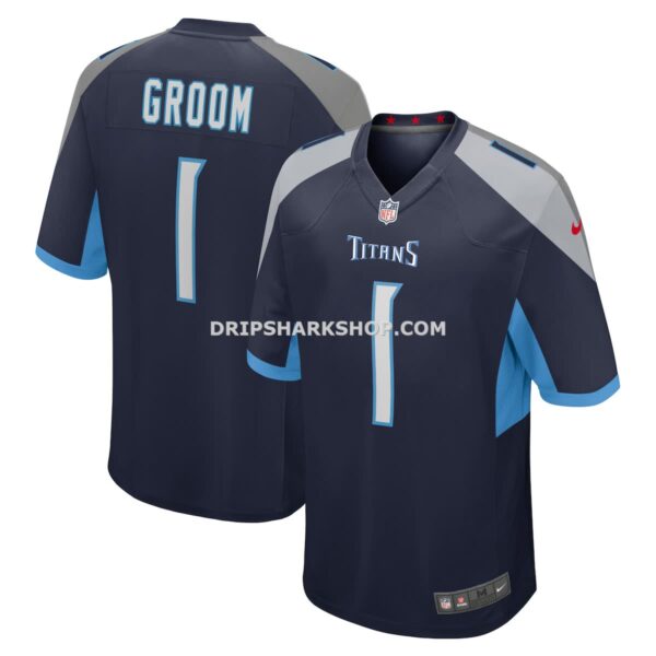 NFL316d52G04-d32933 Mens Nike Number 1 Groom Navy Tennessee Titans Game Jersey