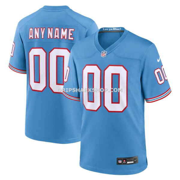 Mens Nike Light Blue Tennessee Titans Oilers Throwback Custom Game Jersey