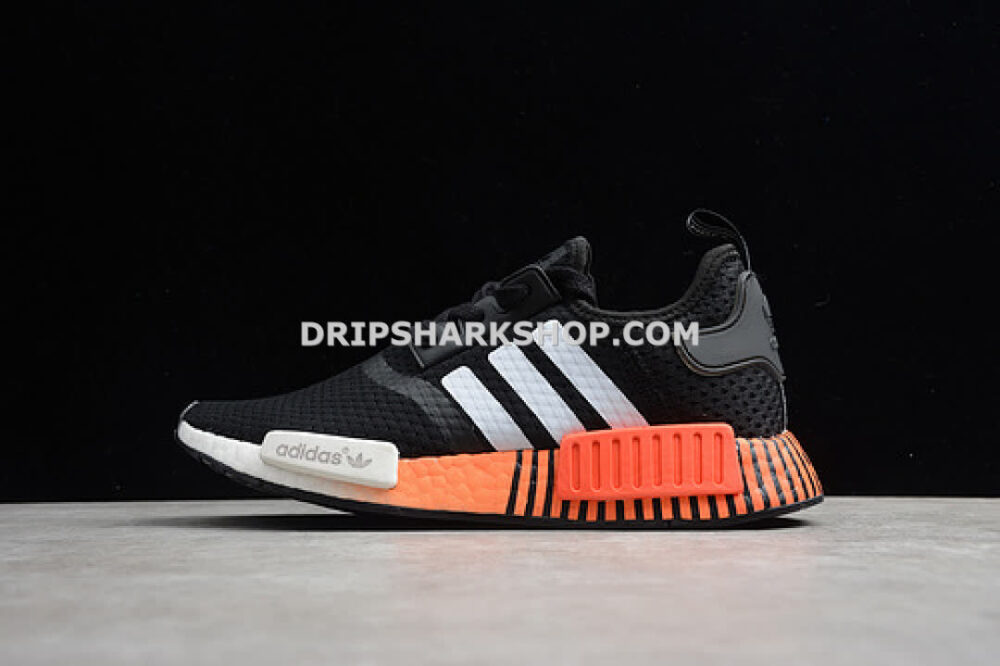 Adidas NMD Ri Shoes Core Black Cloud White Orange - Negro