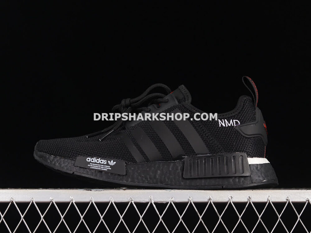 Adidas NMD R1 Boost Shoes Core Black Core Black Scarlet