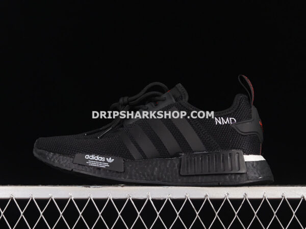 Adidas NMD R1 Boost Shoes Core Black Core Black Scarlet