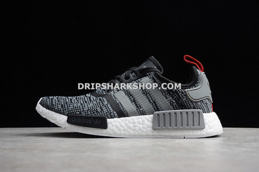 Adidas NMD R1 Glitch Shoes Core Black Grey Red