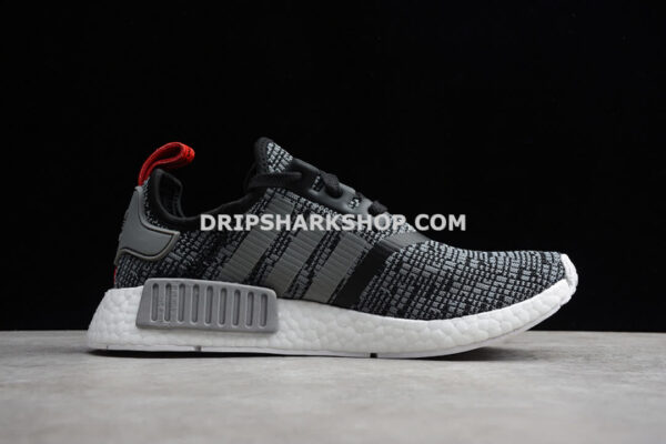 Adidas NMD R1 Glitch Shoes Core Black Grey Red