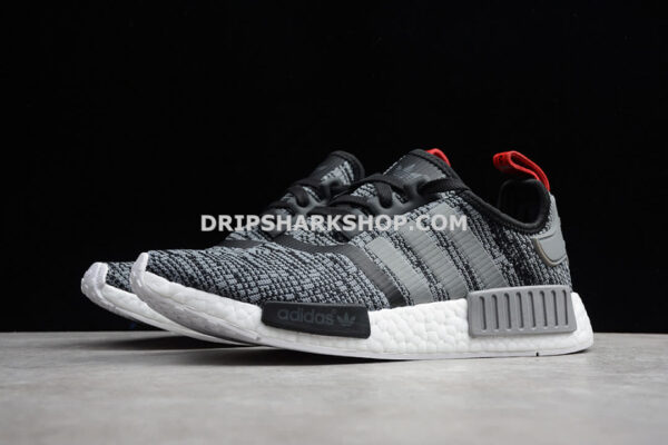 Adidas NMD R1 Glitch Shoes Core Black Grey Red