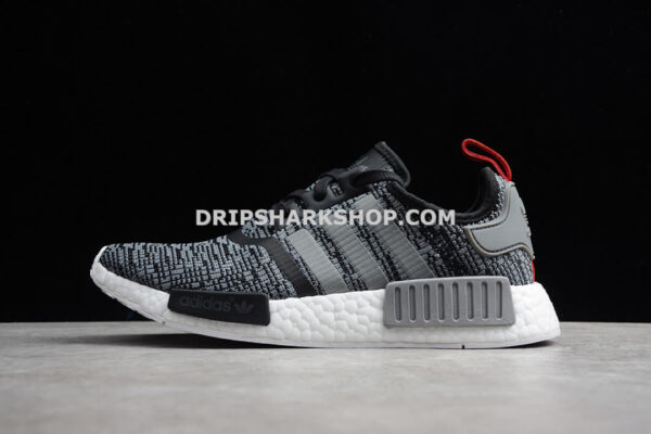Adidas NMD R1 Glitch Shoes Core Black Grey Red