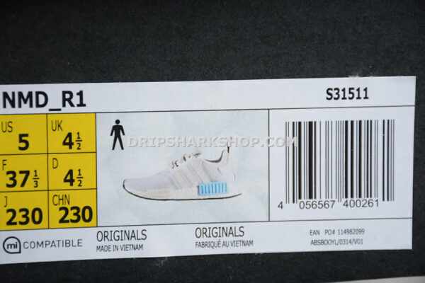 Adidas NMD R1 Shoes Light Grey White Blue