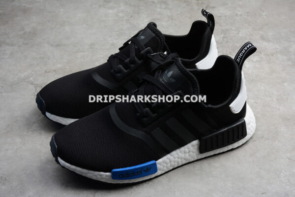 Adidas NMD R1 Shoes Black White Blue