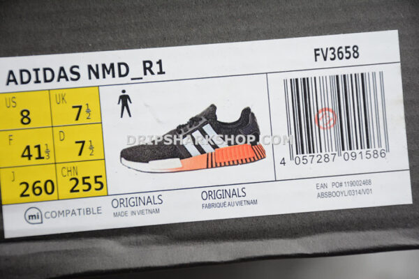 Adidas NMD Ri Shoes Core Black Cloud White Orange - Negro