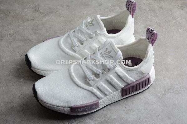 Adidas NMD R1 Boost Shoes Cloud White Cloud White Purple
