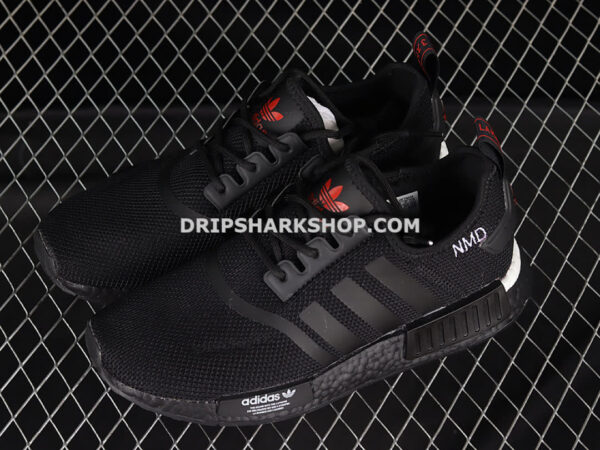 Adidas NMD R1 Boost Shoes Core Black Core Black Scarlet