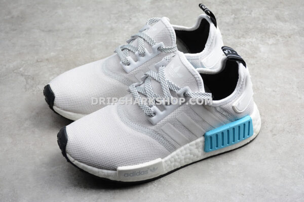 Adidas NMD R1 Shoes Light Grey White Blue