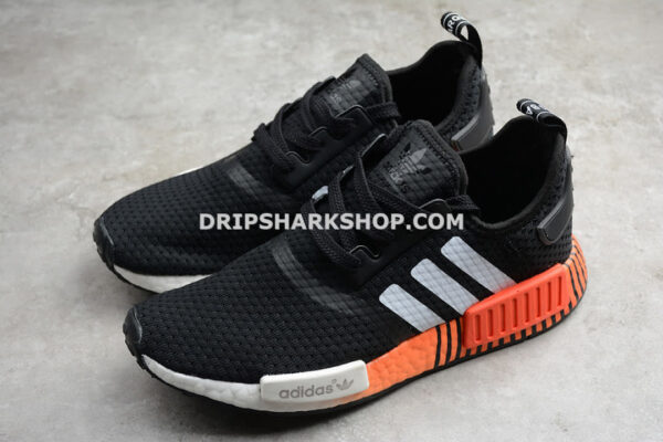 Adidas NMD Ri Shoes Core Black Cloud White Orange - Negro
