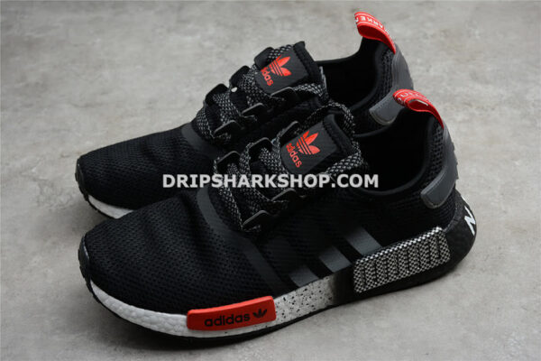 Adidas NMD R1 Shoes Core Black Red Footwear White