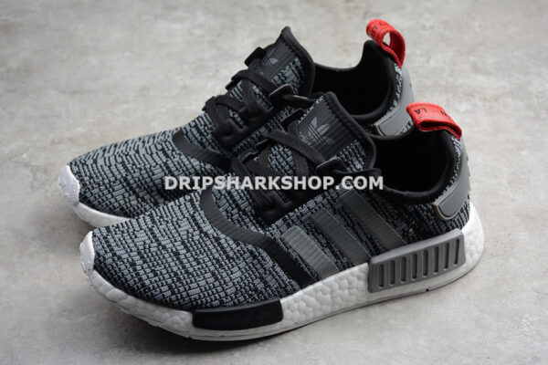 Adidas NMD R1 Glitch Shoes Core Black Grey Red