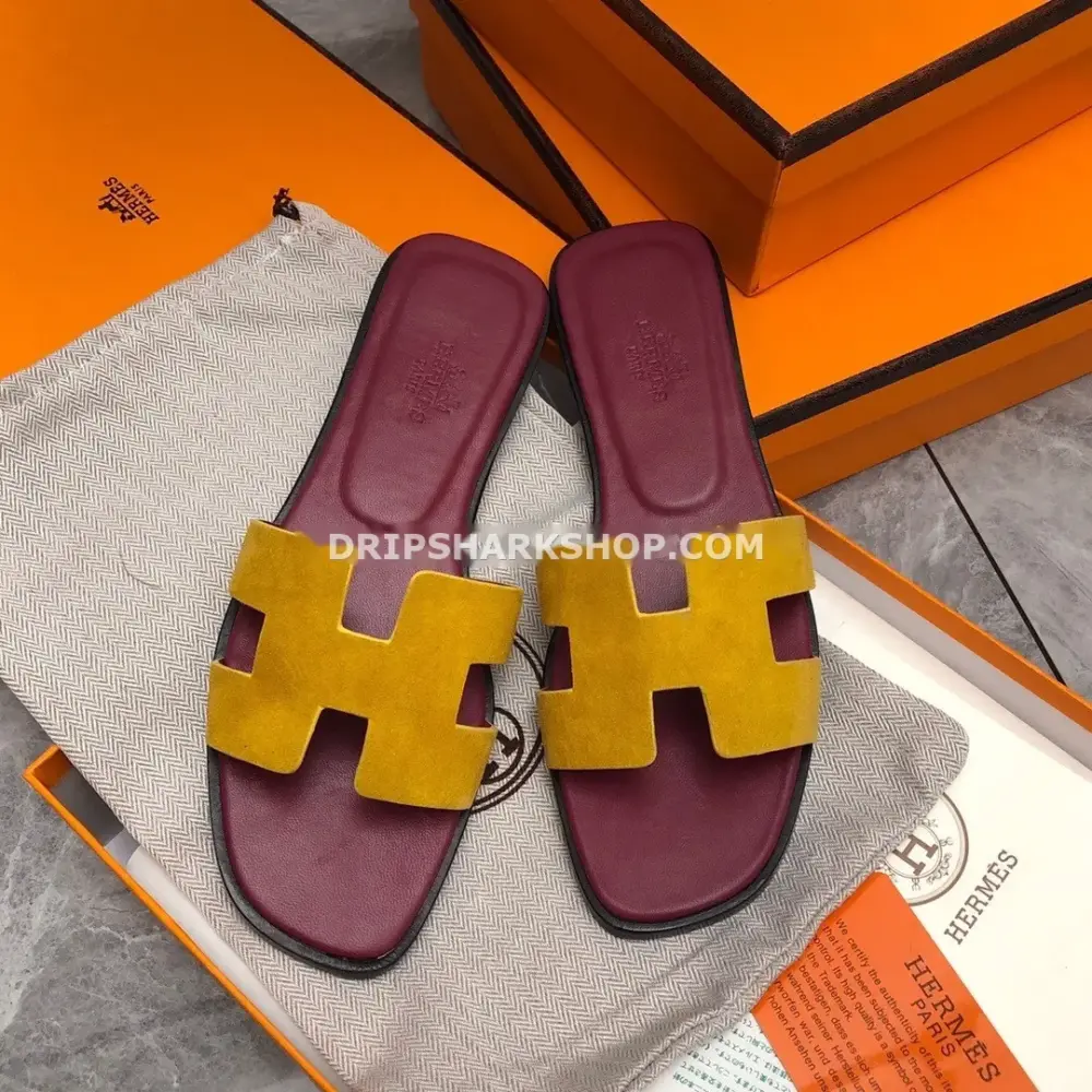 Sandalias Hermes - Oran Amarillo y púrpura