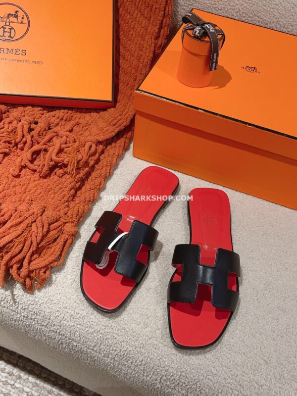 Sandalias Hermes - Oran Negro y rojo